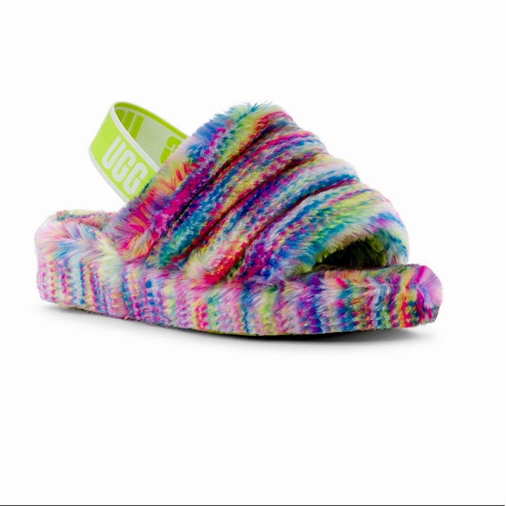 NWT UGG White Fluff Yeah Pixelate Slipper
